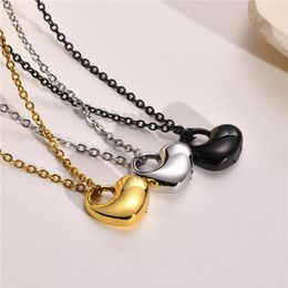 Chains KOTiK Fashion Black Gold Silver Colour 316L Stainless Steel Urn Ash Heart Pendant Necklace For Women