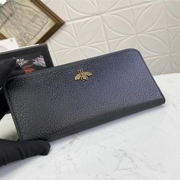 2021 Fashion Designers Wallets Luxurys Mens Women Leather Bags High Quality Classic Bee Tiger Snake Letters Purses Original Box Di2114