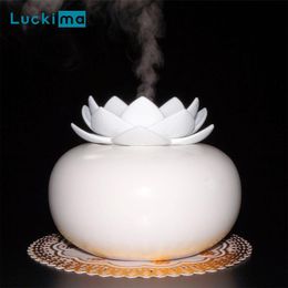Humidifiers New Lotus Air Humidifier Aroma Diffuser for Home Office Yoga Aromatherapy Essential Oil Diffuser Mini USB Ceramics Mist Maker