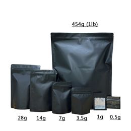 3.5g 7g 28g 1lb Matte Black Resealable Mylar Bags plastic Bags Zipper Lock Stand Up Pouch Smell Proof Packaging Bag Black Storage Package Packaging Bags