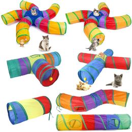 Toys Cat Tunnel for Indoor Cats Large with Play Ball SShape 5 Way Collapsible Interactive Peek Hole Pet Tube Toys for Puppy