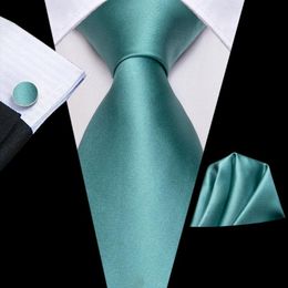 Bow Ties Teal Green Solid Silk Wedding Tie For Men Handky Cufflink Gift Necktie Fashion Business Party Dropshiping Hi-Tie DesignerBow BowBow