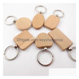 Key Rings Wooden Keychain Carving Diy Keychains Festive Round Shape Pendant Bank Ring Creative Buckle Drop Delivery Jewellery Dhmhw