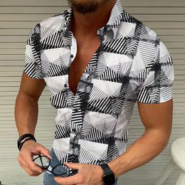 Men's Casual Shirts Luxury Graphic Printing Fashion Mens Short Sleeve Tshirt Clothes Casual Cotton Tees Daily Cotton Blend Geometric Top