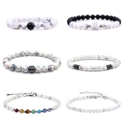 Natural Howlite Beads Bracelet Various Size Howlite Beads with Different Gemstone Beads Charm Bracelet for Men and Women