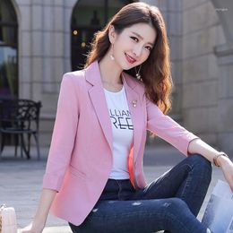 Women's Suits Spring Summer Ladies Blazer 2023 Fashion Korean Short Thin Three-quarter Sleeve Suit Coat Female Outerwear Women Clothing