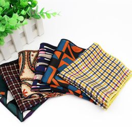 Bow Ties Chiffon Handkerchief Vintage Polyester Hankies Men's Pocket Square Handkerchiefs Striped Geometric Scarves