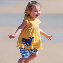 Clothing Sets Little Maven Brand Children 2023 Summer Baby Girls Clothes Cotton Children's Animal Fish Whale Print T Shirt ShortsClothin