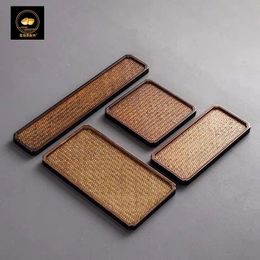 Teaware Bamboo Mat Noodle Tea Tray Dry Soaking Tray Woven Mat Noodle Coaster Kung Fu Tea Set coffee table decor