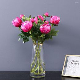 Decorative Flowers Beautiful Real Touch DIY Artificial Silk Peony Simulation Bouquet Fake Plants Table Arrangement Wedding Decoration