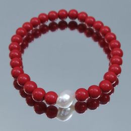 Charm Bracelets Lii Ji Lucky Red Bracelet Cinnabar Baroque Pearl 7'' 17cm Stocksale