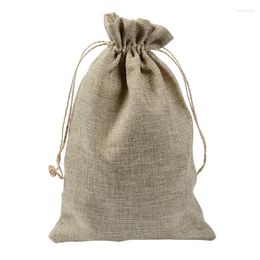 Gift Wrap 20x30cm Christmas Wedding Birthday Favor Thank You Rustic Shabby Chic Drawstring Candy Burlap Jute Packaging Bags Wholesale