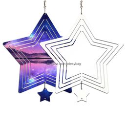 Sublimation Blanks Blank Wind Spinners Alluminum Large Star Shape Spinning Hanging Patio Yard Decoration For Diy B Mt