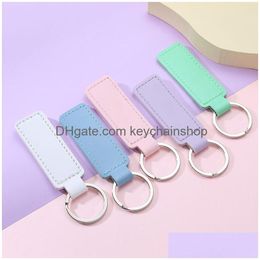 Key Rings 9 Colours Pu Keychain Solid Colour Chain Party Bright Colorf Casual Strap Men Women Small Gift Drop Delivery Jewellery Dh4O8
