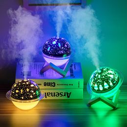 Humidifiers Starry Sky Projection Lamp Air Humidifier Aromatherapy Diffuser for Kid Room Holiday Gift USB Ultrasonic Aroma Humidificador