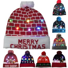 Beanie Skull Caps 2021 Novelty LED Light-up Knitted Beanies Hat Party Decoration Xmas Christmas Hats For Men Women Girls Boys Ligh213G