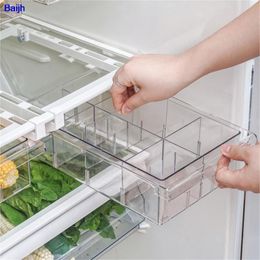 Organisation Fridge Food Stratification Organiser Storage Rack Box Fridge Freezer Shelf Holder Pullout Drawer Space Saver Kitchen Supplies