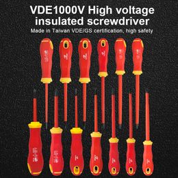 Schroevendraaier 1 pc 1000V Insulated Screwdriver VDE Electrician Magnetic Slotted Phillips STips Screwdrivers Live Wire Repair Hand Tools