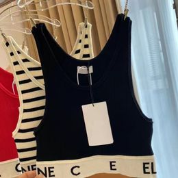 Designer T -Shirt geschnittene Top -Hemden Frauen Strick T -Shirt Strick Sport Tanktops Frau Weste Yoga Tees Ropamujer vorher