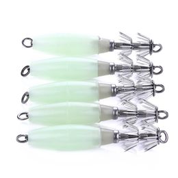 5pcs lot 10cm 15 5g Squid Jigs Wood Shrimp Hooks Luminous Cuttlefish Artificial Bait2444