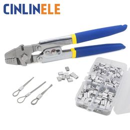 Tang Wire Rope Crimping Fishing Swaging Tool Cable Crimps up to 2.2mm Aluminum Tube Double Barrel Ferrule Loop Sleeve