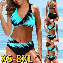 Set 2023 Summer Bikini Female Swimwear Beach Wear High Waist Swimwear Vintage Prints Bathing Suit Women Sexy Loose Size Swimsuits