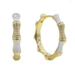 Hoop Earrings 2023 Punk Gold Color With Enamel Round Bamboo For Women Exaggerated Big Ring Circle Jewelry