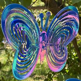 Garden Decorations Butterfly Wind Spinner Abs Catcher Love Rotating Chime Reflective Scarer Hanging Ornament Decoration Y0914 Drop D Dhtc8