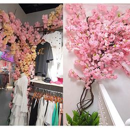 Decorative Flowers Artificial Flower Cherry Blossom Tree Silk High Simulation Wedding Arch Decoration Home Decor Accessories