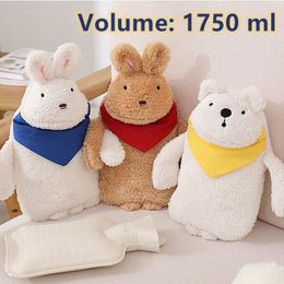 Animals Creative Cartoon Rabbit Bear Hot Water Bottle Cover Explosionproof Plush Fabrics Fur Warm Bag Removable Washable 2L 1000ml 1750
