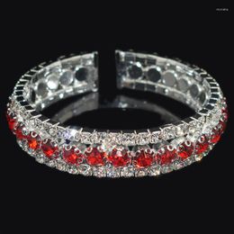 Bangle Gold Silver Plated Rhinestone Cuff Bangles For Women Girl Red Blue Shinning Crystal Width Bracelets & Jewelry Gifts