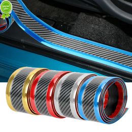 New 2023 Car Stickers Anti Scratch Door Sill Protector Rubber Strip Carbon Fiber Car Threshold Protection Bumper Film Car Styling