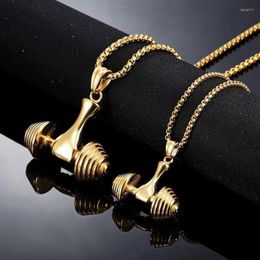 Pendant Necklaces Trendy Fitness Jewellery Dumbbell Barbell Men Stainless Steel Weightlifting Necklace Sport Link Chains