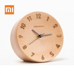 Accessories Original Xiaomi Mijia Alarm Clock Nordic Minimalist Decoration Small Pendulum Clock Wood Mute Sweeping for Smart Home Office