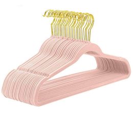 Organisation 20 Pieces of NonSlip Velvet Suit Hanger New Gold Hook NonSlip Flocking Hanger Storage Artefact Adult Models