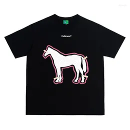 Men's T Shirts Summer Oversized T-shirt Men's Y2k Horse Print Short Sleeve Harajuku Hip Hop Streetwear Gothic Style Men Shirt Tee Top