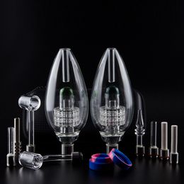 Chinafairprice NC064 Smoking Pipe Dab Rig Glass Water Bong Bag Set 510 Titanium Quartz Ceramic Nail Dabber Tool Silicon Jar OD 63mm Diamond Cut Perc Bubbler Pipes