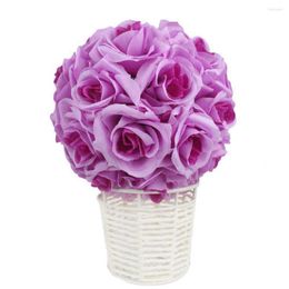 Decorative Flowers 1PCS 20cm Simulation Encryption Rose Flower Ball For Wedding Party Decor Hone Outdoor Decoration Purple