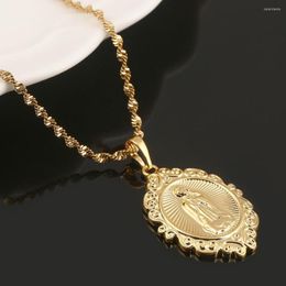 Pendant Necklaces Gold Colour Virgin Mary Necklace Religious Women Christianity Lucky Chain Jewellery