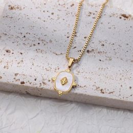 Pendant Necklaces White Acrylic Necklace For Women DIY Box Chain Gold Plated Stainless Steel 2023 Trending Jewellery Collar Femme