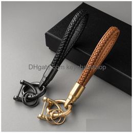 Key Rings High Quality Braid Rope Chain Solid Colour Pattern Keychain Party Purse Accessories Simple Double Ring Decorative Drop Deli Dhope