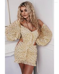 Casual Dresses LFRVZ 2023 Autumn Daily Young Sexy Elegant Pleated Style Strapless Full Sleeve Little Chap Women High Waist Thin Dress