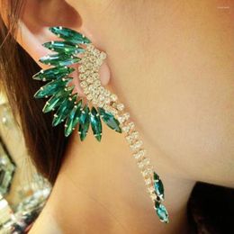 Chains 1 Pair Women Wing Tassel Rhinestone Earrings Girl Long Drop Ear Rings Lady Jewellery Wedding Party