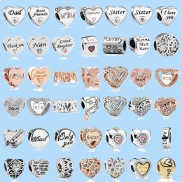 925 sterling silver charms for pandora jewelry beads New Love Dad Nan Mom Sister Best Friends Bead Pendant Original