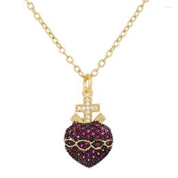 Pendant Necklaces Charming Red Crystal Lover Heart For Women Boho Vintage Gold Choker Necklace Statement Jewellery Collares