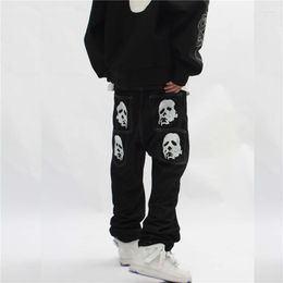 Men's Jeans Men's Y2K Hip Hop Gothic Pants Oversized Spoof Portrait Printed Denim Trousers Hi Streetwear Harajuku Bottoms