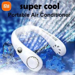 Fans Xiaomi Portable Hanging Neck Fan Wearable USB Rechargeable Bladeless Mute Fans Air Conditioning Cooler for Sports Outdoor