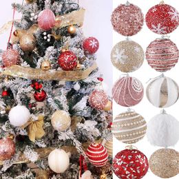 Party Decoration 5Pcs 8CM Christmas Hanging Ball XMAS Tree Year Foam Shiny Unique Fairy Ornaments Festival Dress Up Supplies
