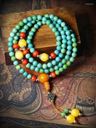 Strand Turquoise Bracelet Beeswax High-End Accessories 108 Beads Tibetan Style Prayer Ornament Women