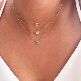 Fashion Initial Necklace Gold Color Cut Letters Single Name Choker Necklace For Women Pendant Jewelry Gift drop shipping